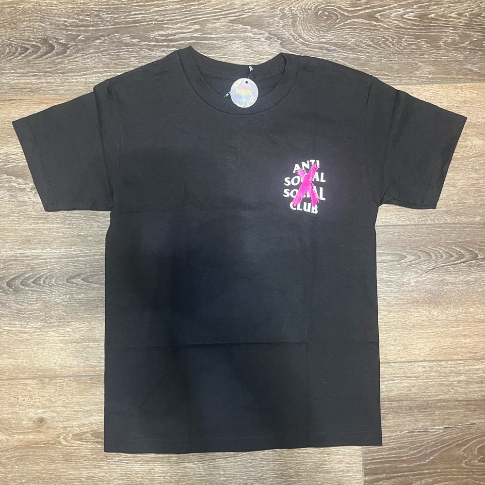 Anti social social club pink and black tee